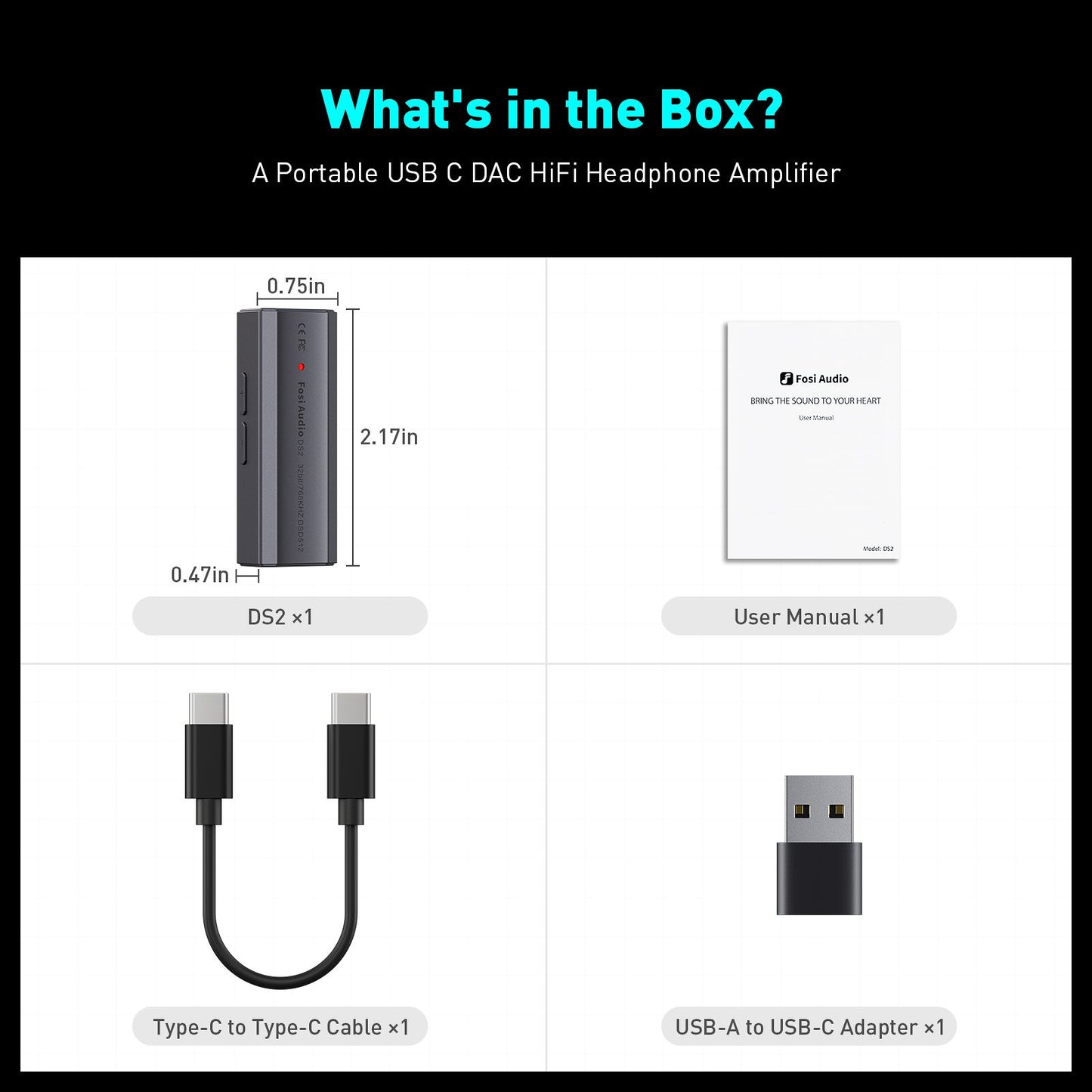 Fosi Audio DS2 Mini USB DAC/Amp Dongle
