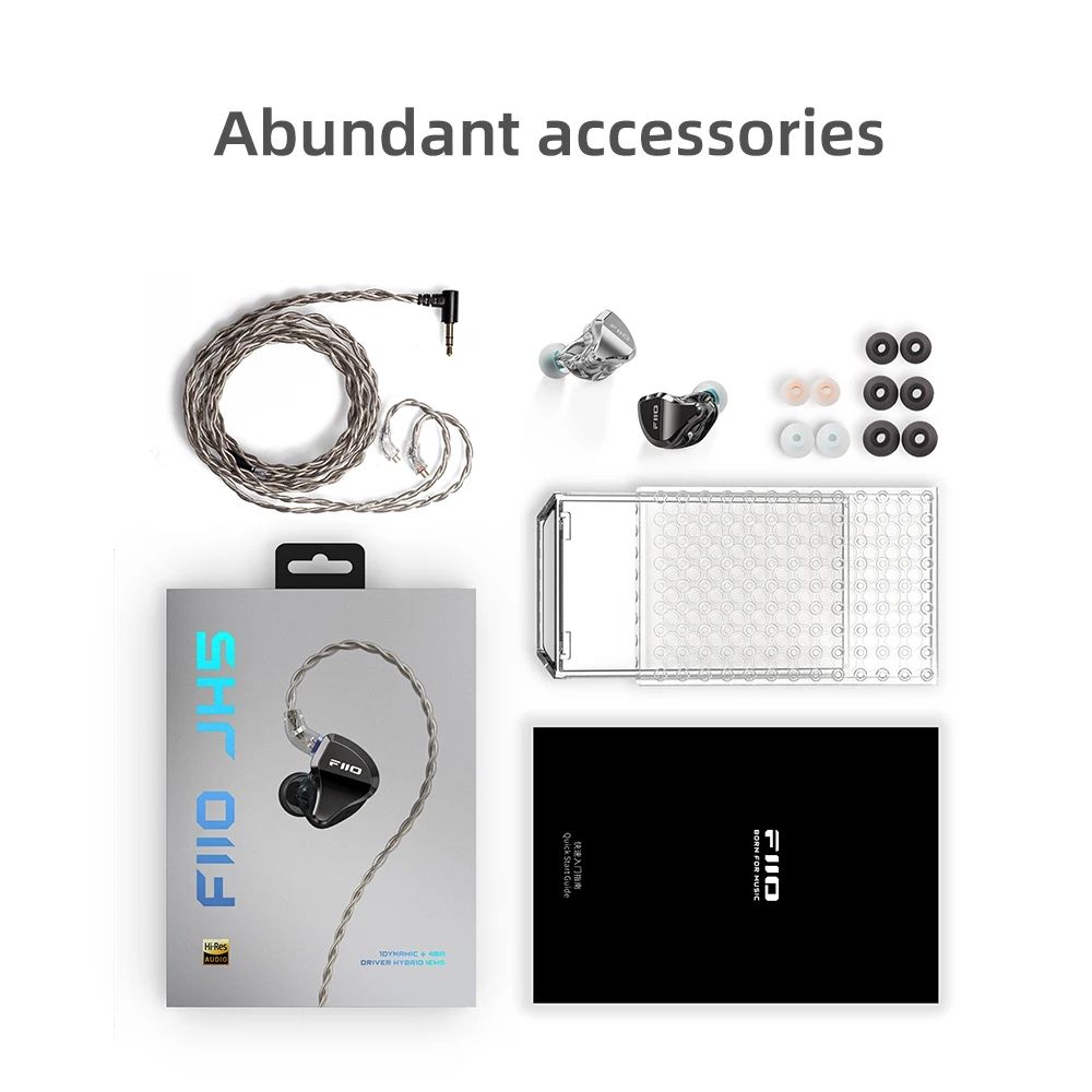 FiiO JH5 IEM — 1DD+4BA Hybrid, Detachable 2-Pin Cable