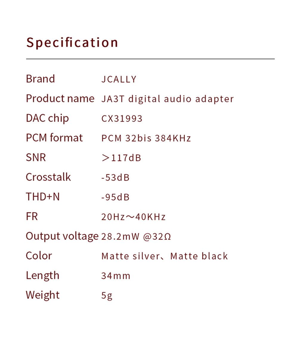JCALLY JA3T USB-C to 3.5mm DAC Dongle - view 5