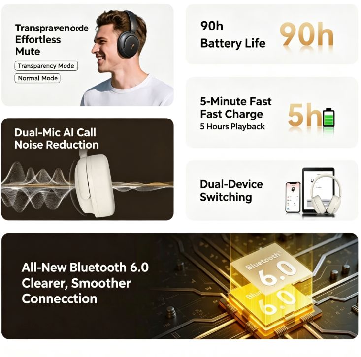 1More SonoFlow QC30 Wireless ANC Headphones - view 3