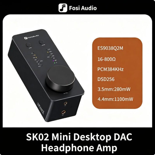 Fosi Audio SK02 Desktop DAC/Amp — ES9038Q2M, 4.4mm Balanced