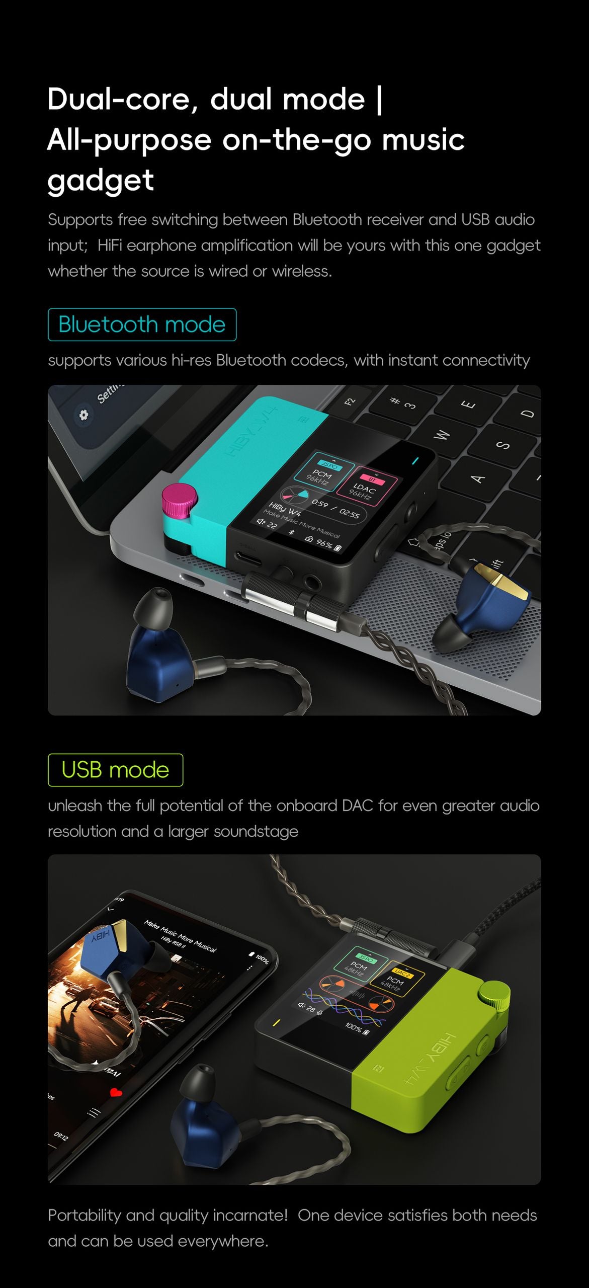 HiBy W4 Wireless HiFi Headphone Amp DAC - view 3