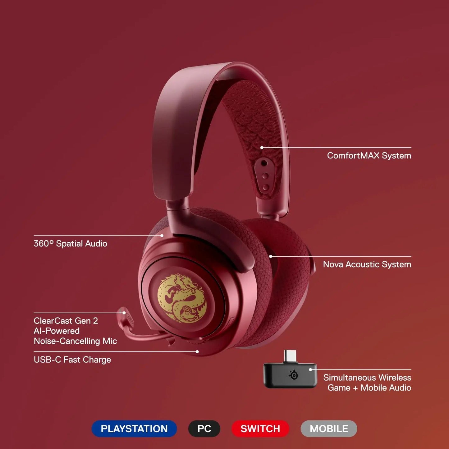 SteelSeries Arctis Nova 7 Dragon Wireless Gaming Headset - view 2
