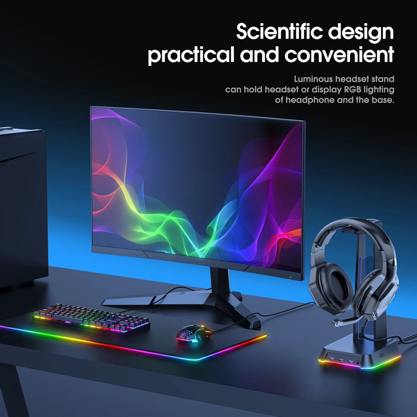 Onikuma ST-2 RGB Headphone Stand with USB - view 5