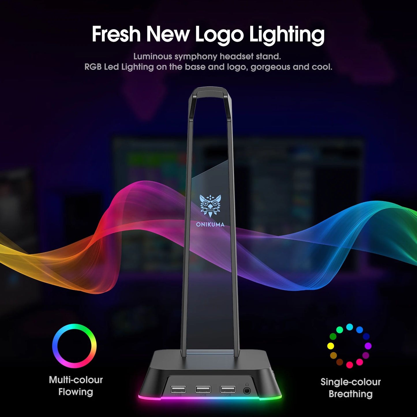 Onikuma ST-2 RGB Headphone Stand with USB