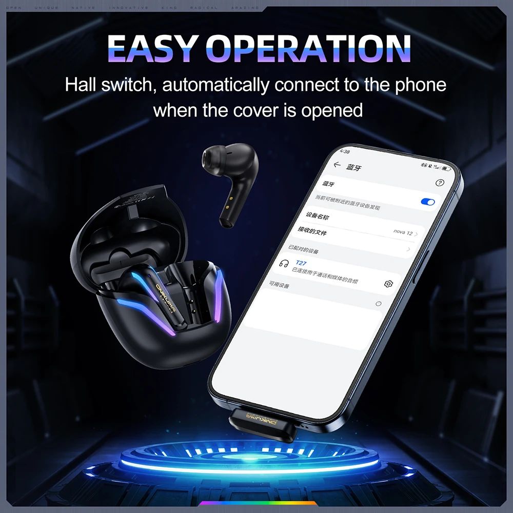 Onikuma T27 RGB Wireless Gaming Earbuds - view 3