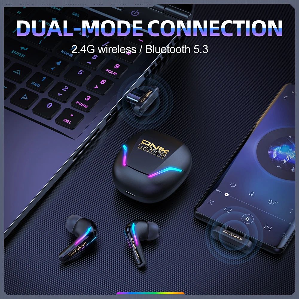 Onikuma T27 RGB Wireless Gaming Earbuds - view 2