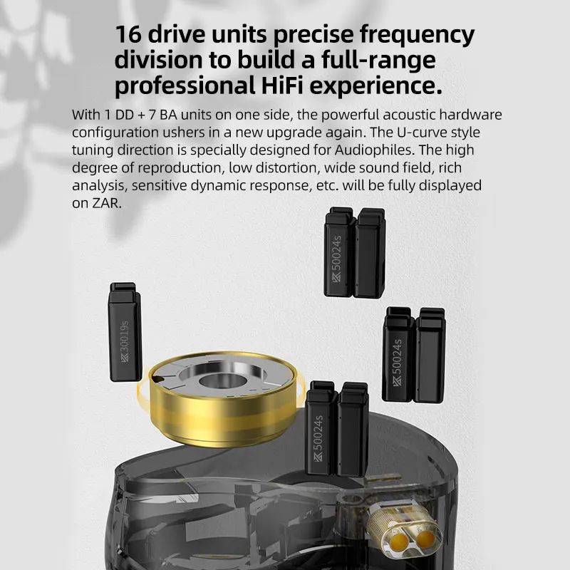 KZ ZAR 7BA+1DD Hybrid In-Ear Monitors