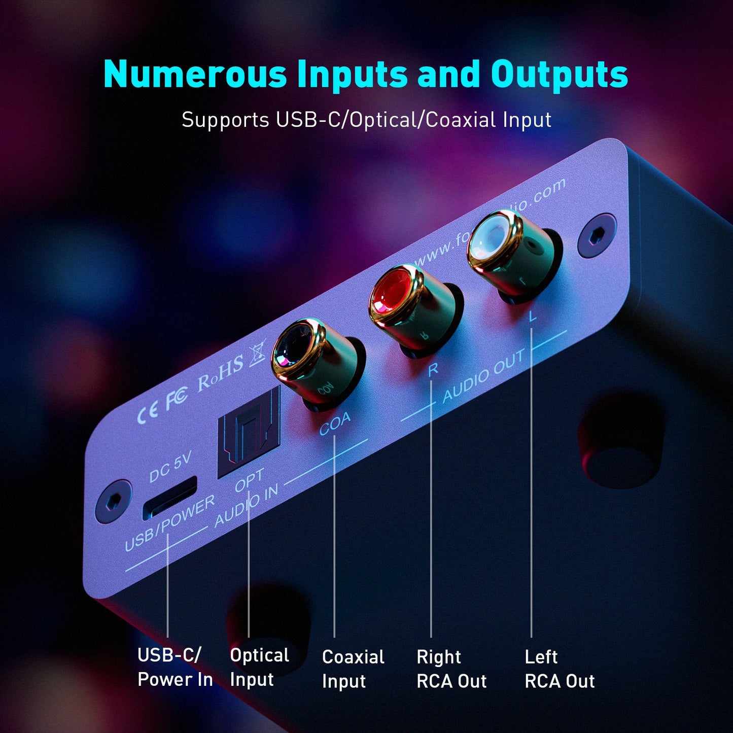 Fosi Audio K5 PRO Gaming DAC Amp — USB-C/Optical, Mic In