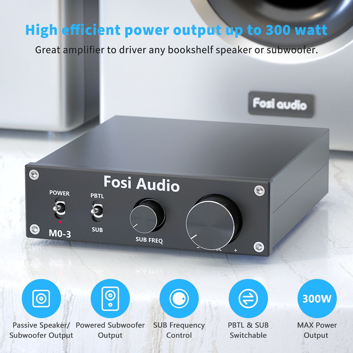 Fosi Audio M03 Subwoofer Mono Amplifier