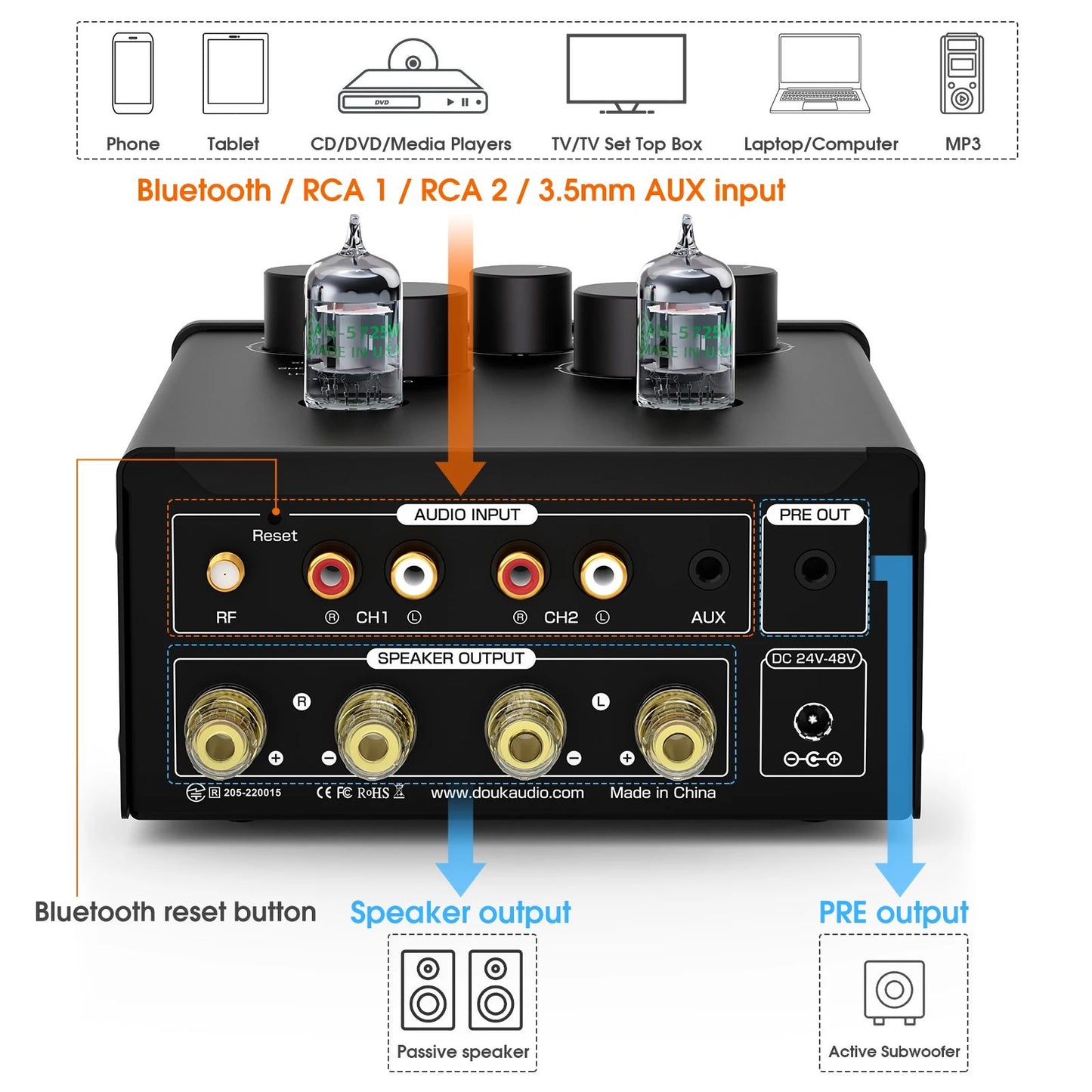 Douk Audio T6 Pro+ Tube Bluetooth Amplifier - view 2