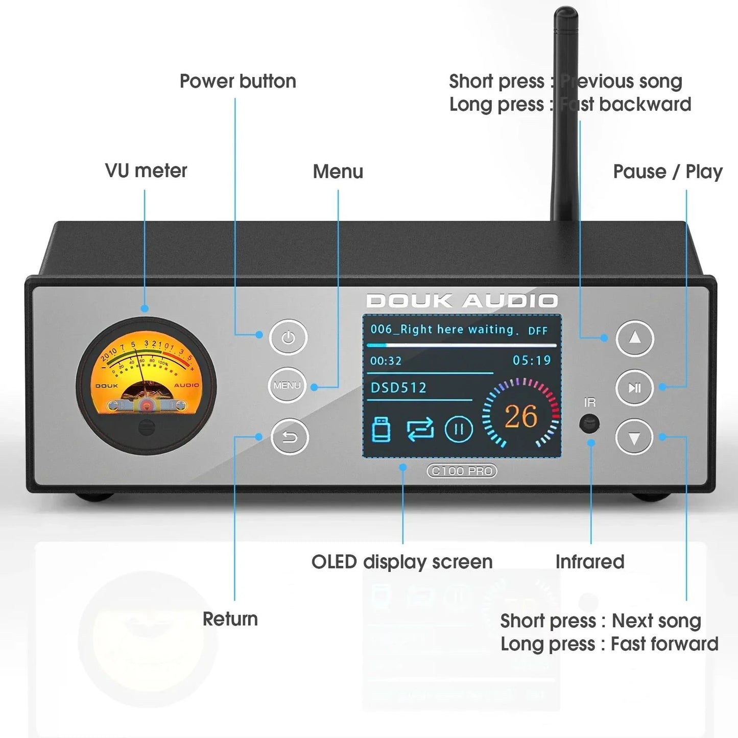 Douk Audio C100 PRO ES9038 Preamp Streamer - view 2