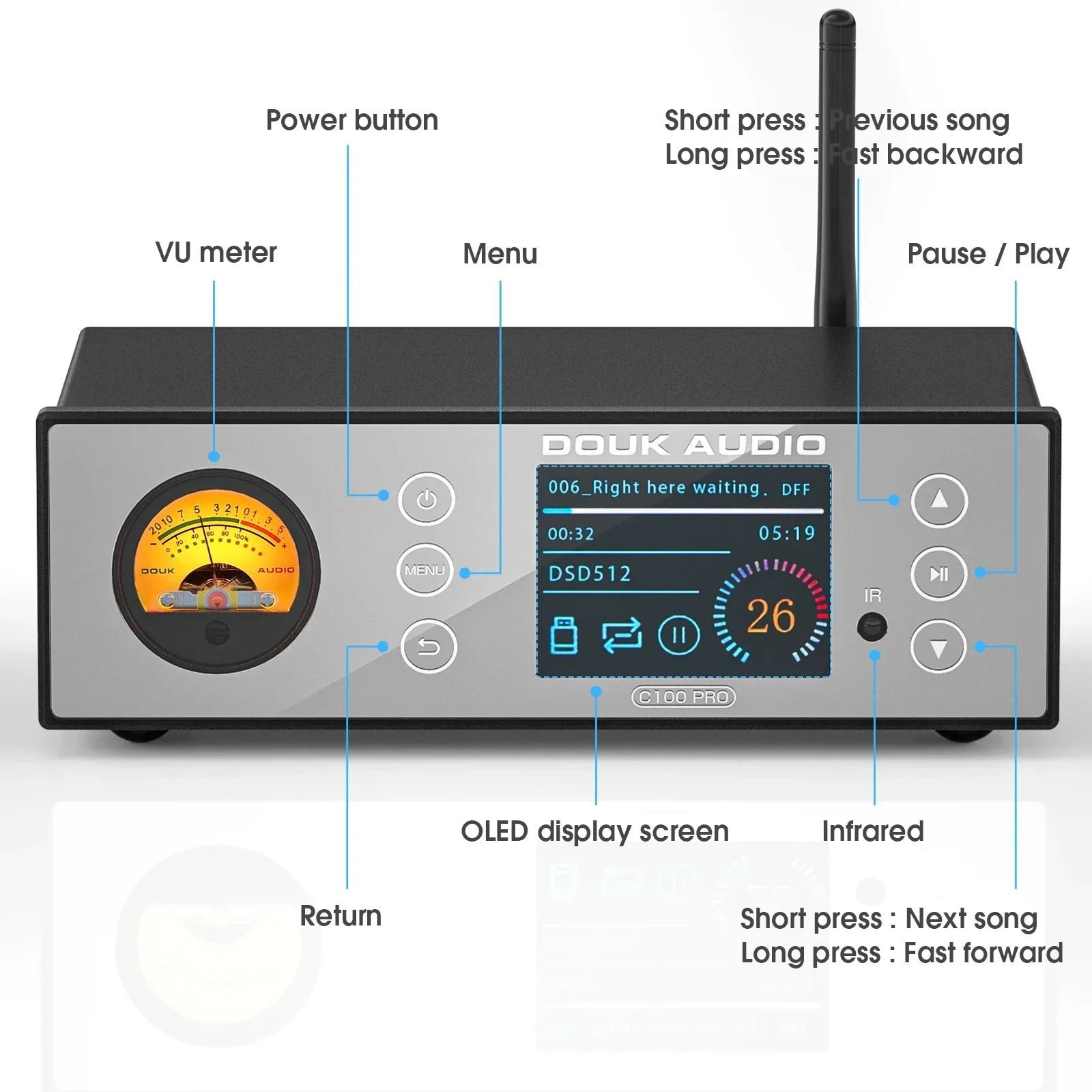 Douk Audio C100 PRO ES9038 Preamp Streamer - view 2