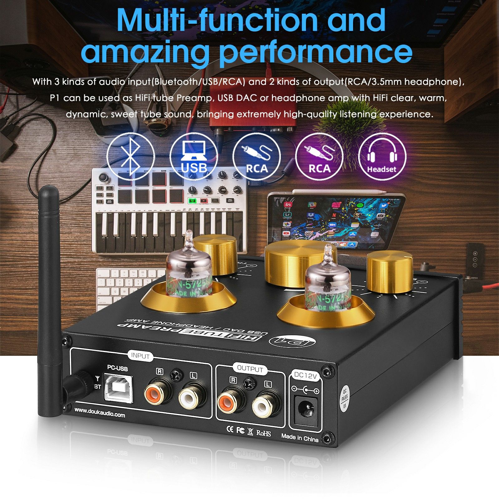 Douk Audio P1 Tube Preamp USB DAC - view 3