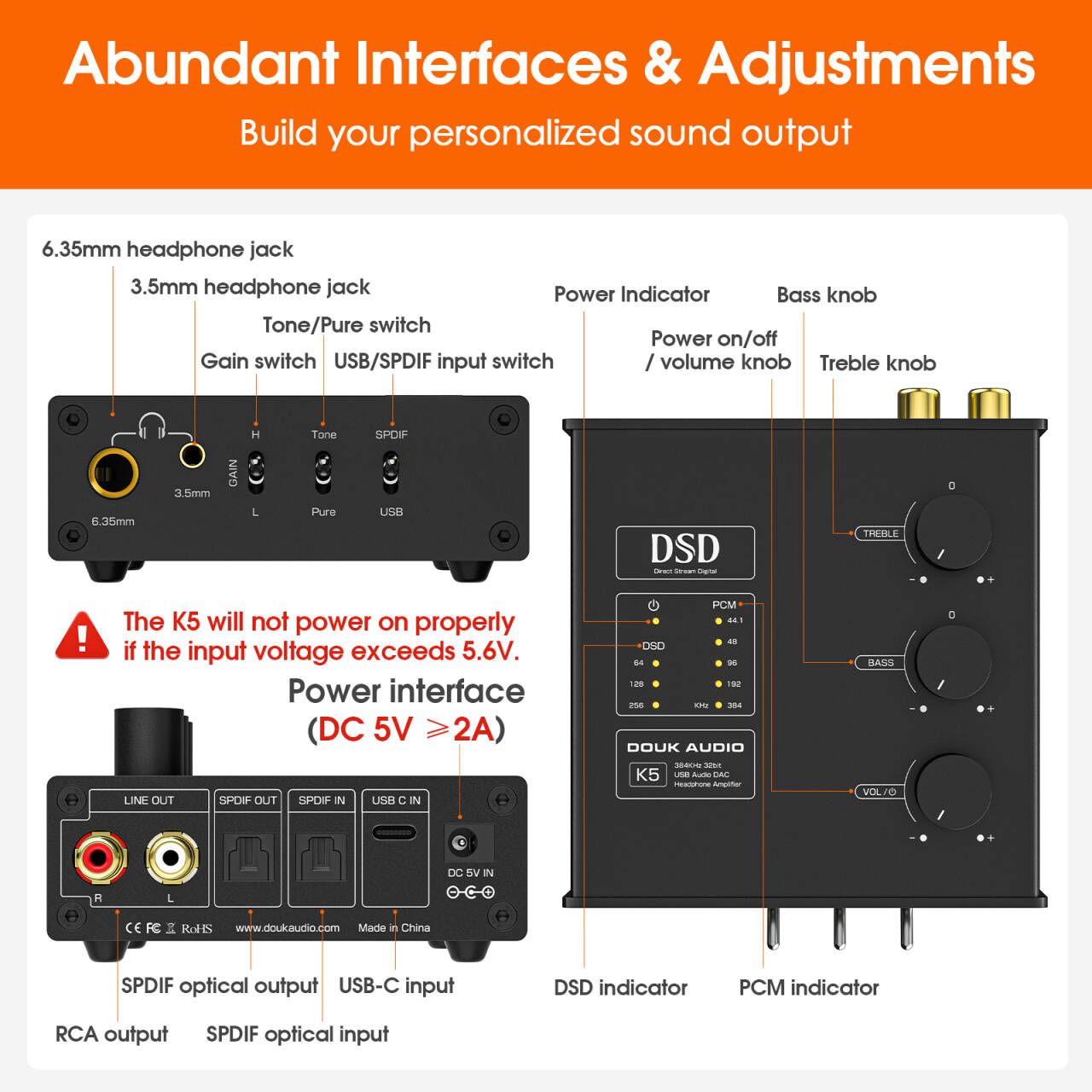 Douk Audio K5 USB DAC Headphone Amp