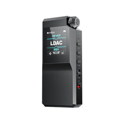 FiiO BTR17 Bluetooth DAC amp, black, angled front view