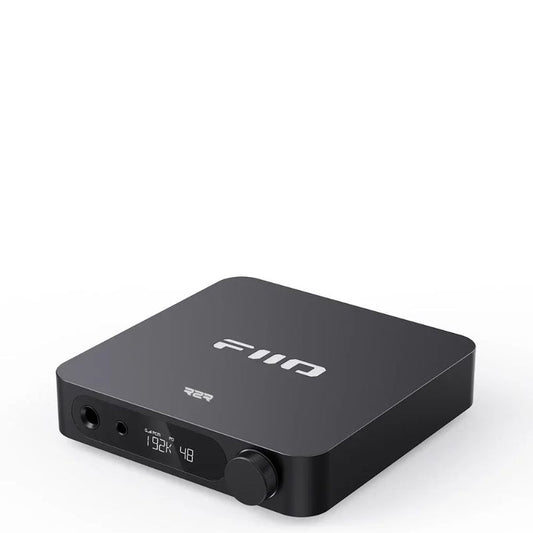 FiiO K11 R2R desktop DAC and headphone amplifier, black, front three-quarter view