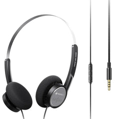 FiiO Snowsky Wind wired on-ear headphones, black with foam ear pads, inline remote cable and 3.5 mm plug