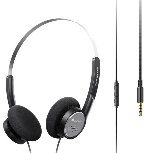 FiiO Snowsky Wind wired on-ear headphones, black with foam ear pads, inline remote cable and 3.5 mm plug